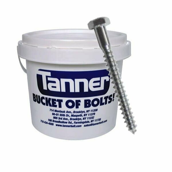 Tanner 1/4in x 1-1/2in Lag Bolts, Hex Head, Steel, Zinc Plated, Bucket-of-Bolts! 1800 Pieces per Bucket TB-402